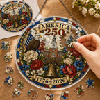 Amerika 250 Acryl-Puzzle-Hängeornament – 1776–2026 Patriotischer Sonnenfänger-Dekor