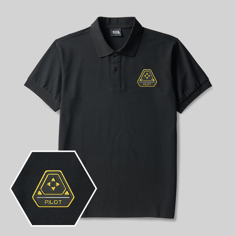 Polohemd „Pilot (Alien) Geek“ mit Stickerei