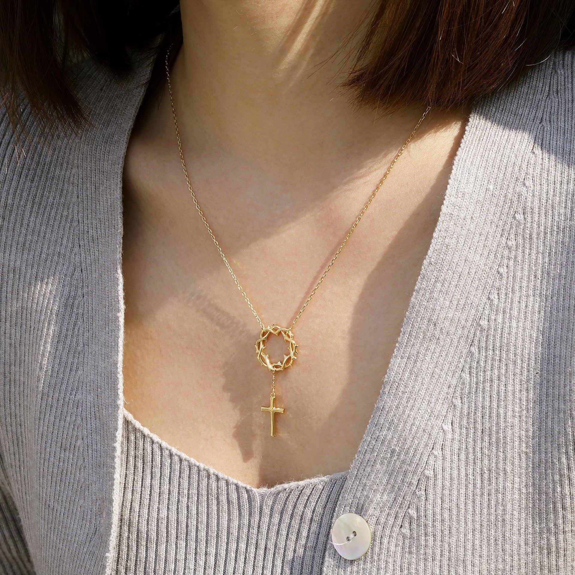 Collier Croix Couronne d'Épines