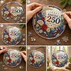 Amerika 250. Jubiläum Acryl-Puzzle Hängeornament | 1776–2026 Patriotischer Fenster-Sonnenfänger-Dekor