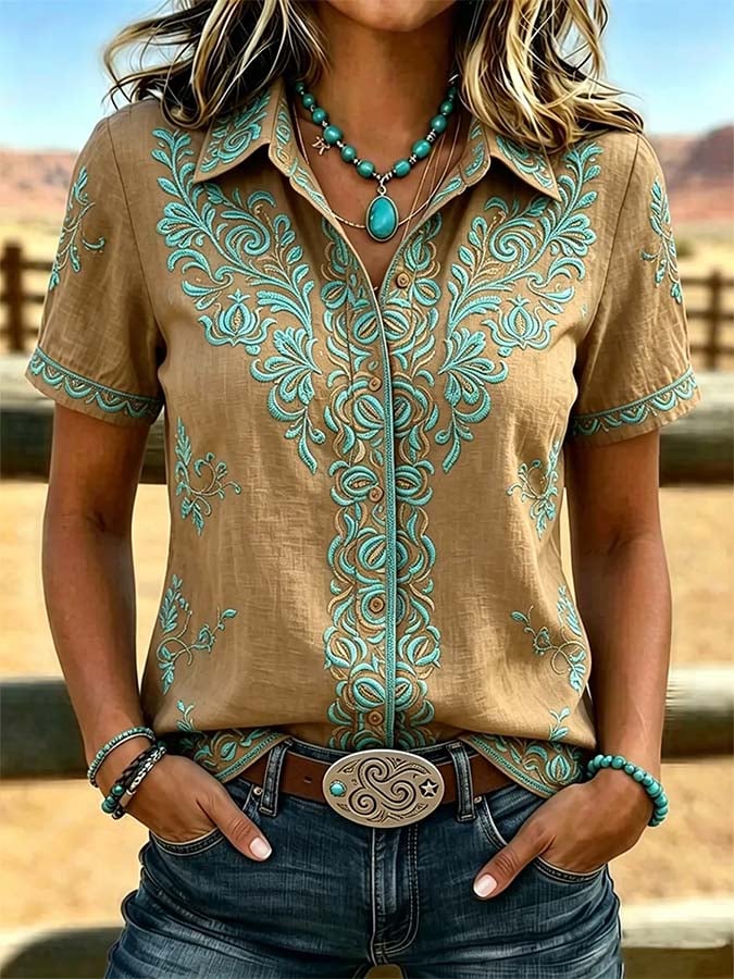 Women'S Casual Retro Print Shirt