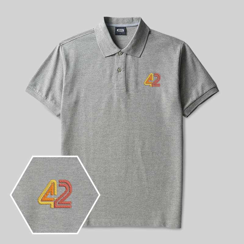 42 Geek Besticktes Polohemd