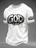 Herren T-Shirt mit christlichem Kreuzmotiv „Gott ist gut“, kurzärmlig