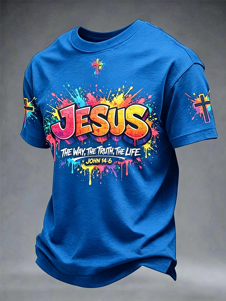 Men's Christian Jesus Cross Short Sleeve T-shirt