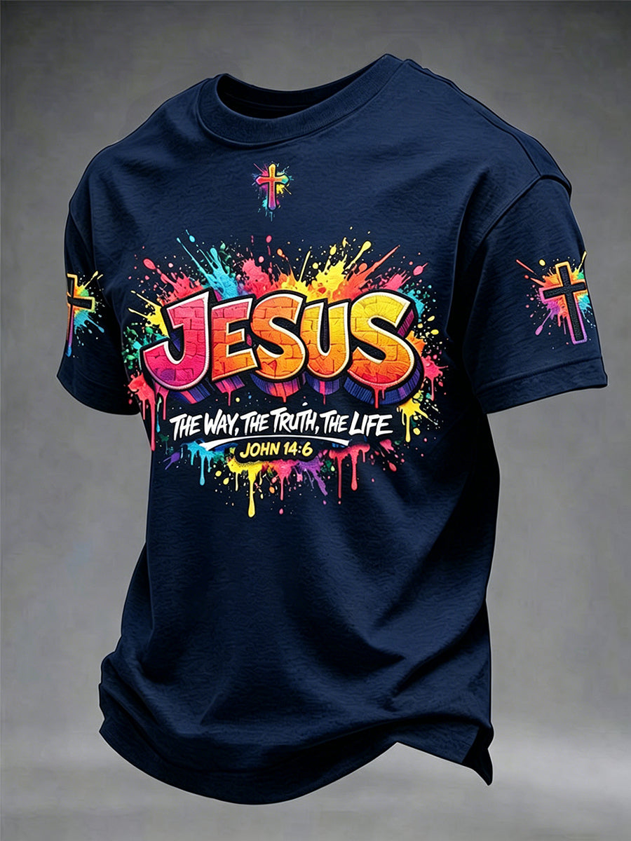 Men's Christian Jesus Cross Short Sleeve T-shirt