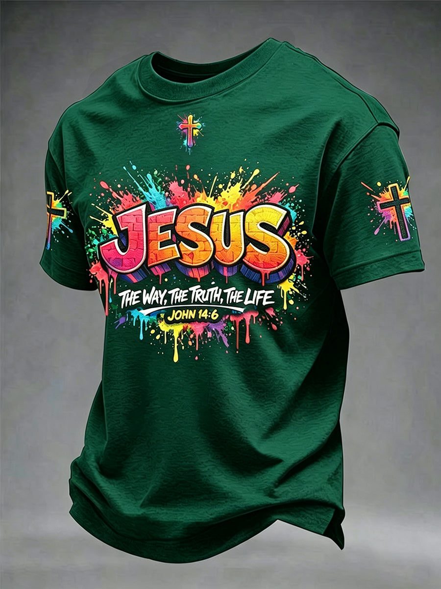 Men's Christian Jesus Cross Short Sleeve T-shirt