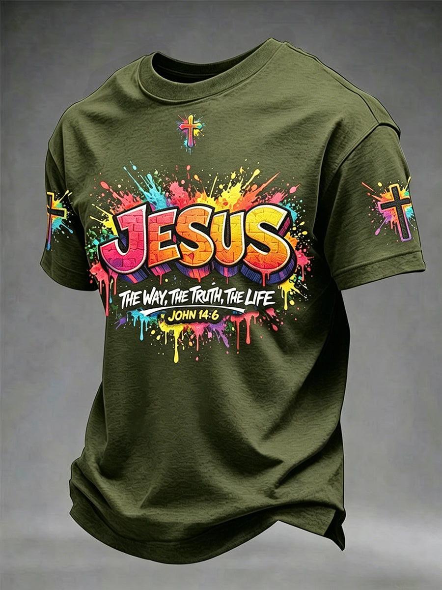 Men's Christian Jesus Cross Short Sleeve T-shirt