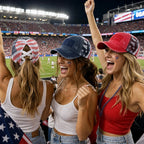 Casquette de baseball en coton drapeau américain avec dos croisé pour femme