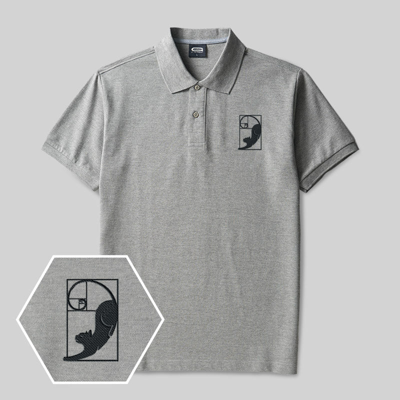 Fibonaccis Katze Geek Besticktes Poloshirt