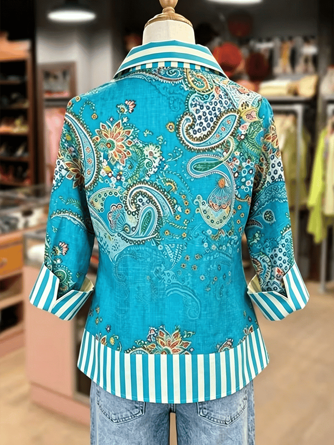 Damen Freizeit Retro-Print-Oberteil