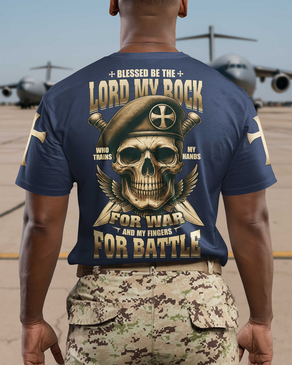 Blessed Be The Lord My Rock Who Trains My Hands For War T-Shirt