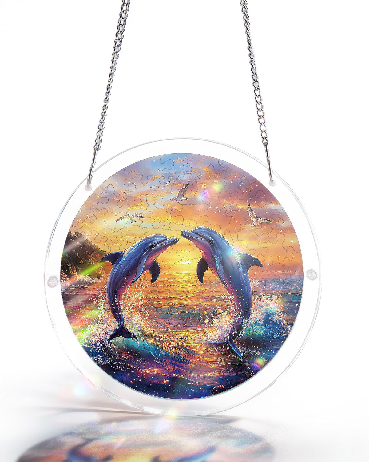 Delfin Liebeslied Lichtfänger – Acrylfensterkunst