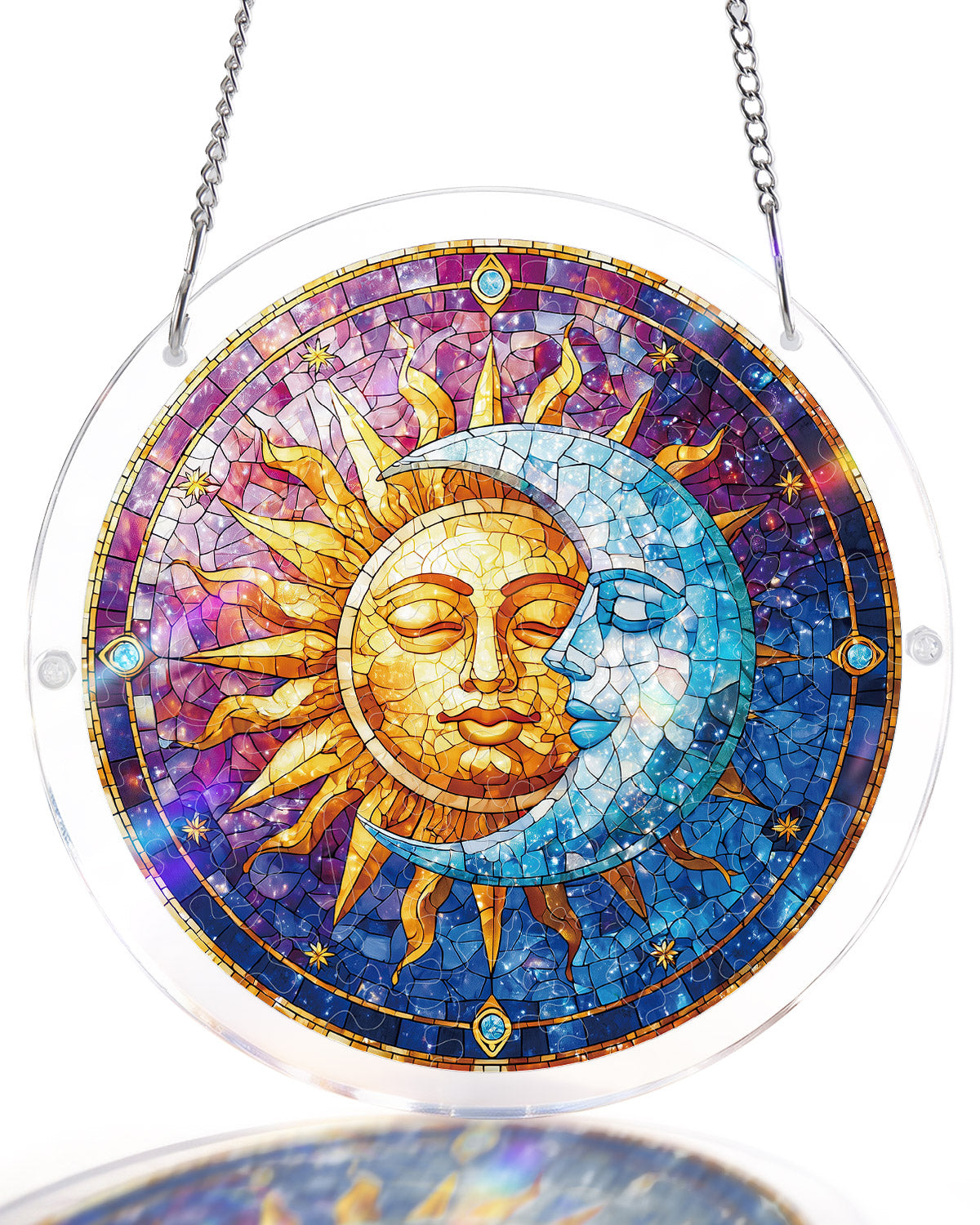 Sonne und Mond im Einklang Lichter-Sonnenfänger-Acrylfensterkunst