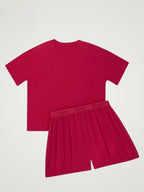 Women’s Bamboo-Blend Boxy Tee & High-Rise Shorts Pajama Set