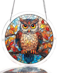 Herbst Eule Licht-Suncatcher-Acrylfensterkunst