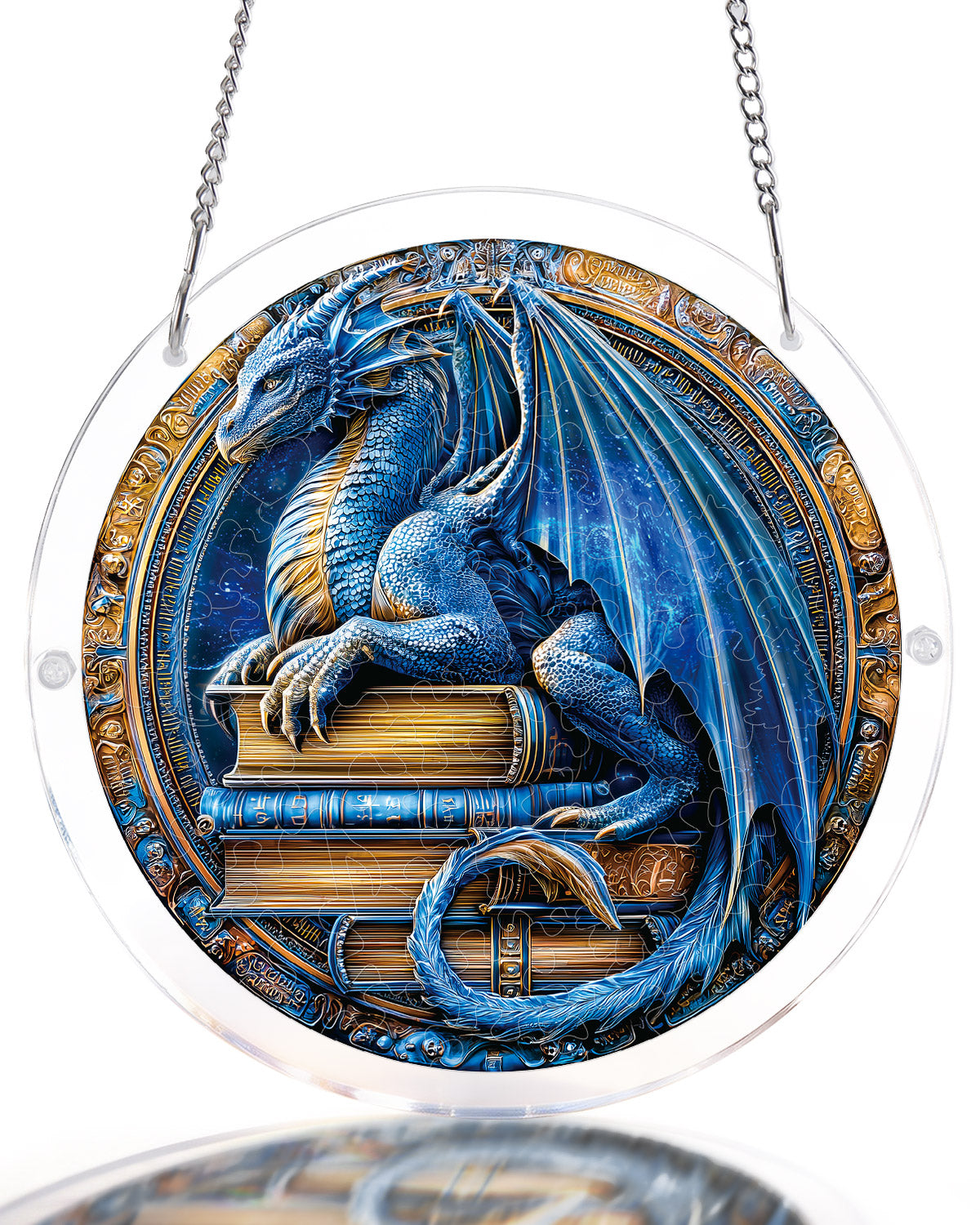 Drachenreich-Bibliothek Lichtfänger-Acrylfensterkunst