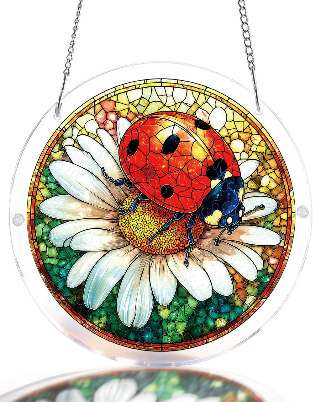 Ladybug on Daisy Light Suncatcher-Acrylic Window Art