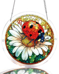 Ladybug on Daisy Light Suncatcher-Acrylic Window Art