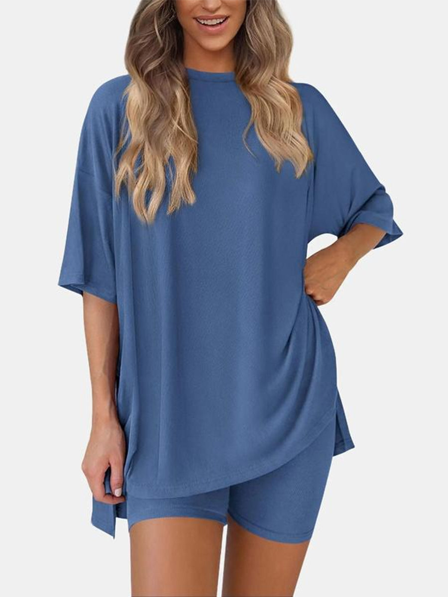 Oversized Top & Biker Shorts Lounge Set