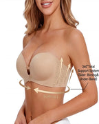 Women's Strapless Bra with Dual Front Buckle | Anti-Slip Wireless Full Support Bra