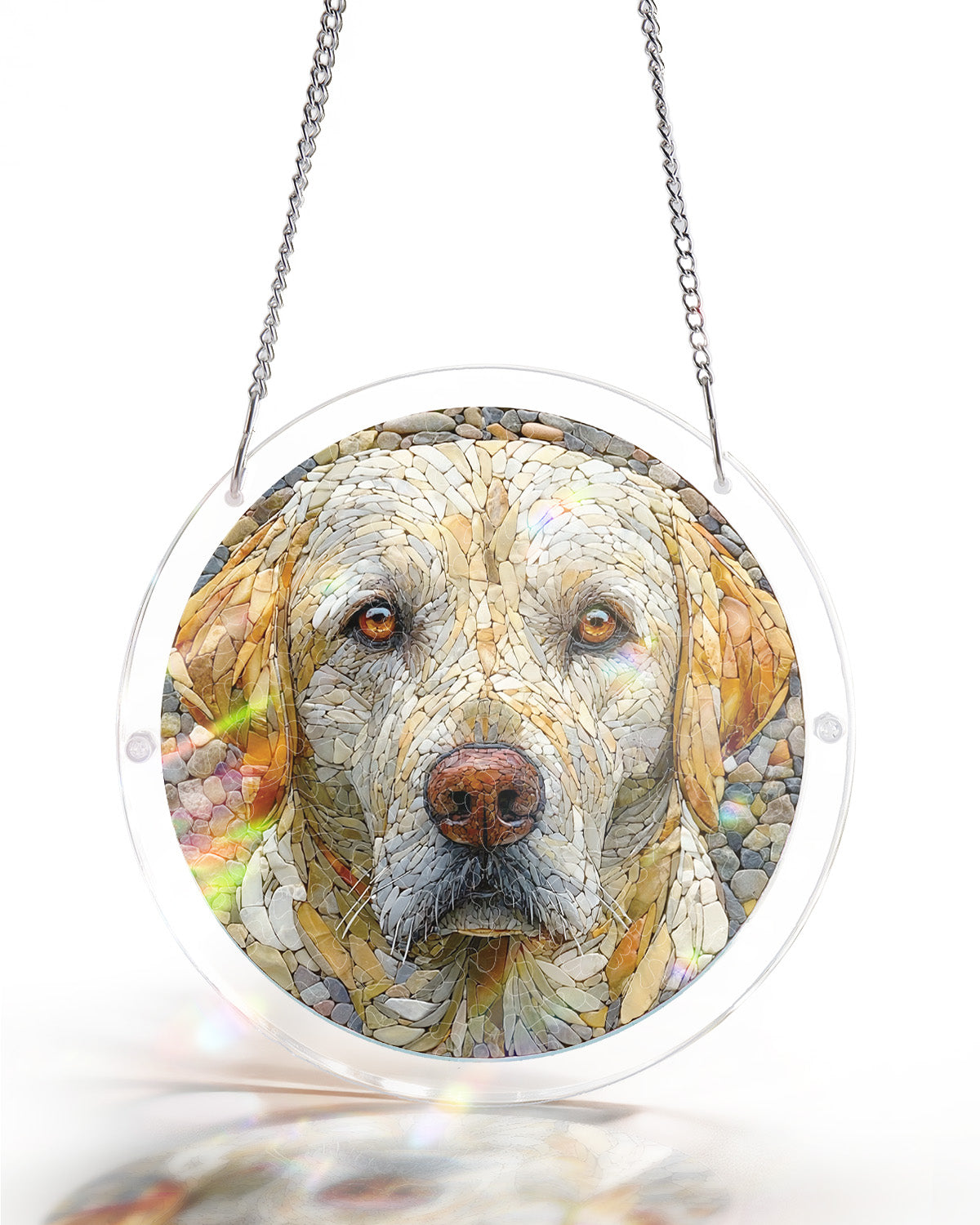 Suncatcher Stein-Hund-Acryl-Fensterbild