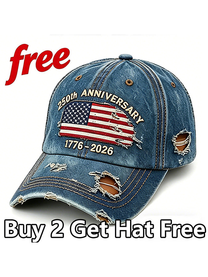 🏆Casquette décontractée brodée à la main pour le 250e anniversaire des États-Unis💖
