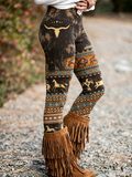 Damen-Leggings im Western-Stil mit Kreuzaufdruck