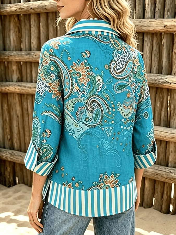 Damen Freizeit Retro-Print-Oberteil