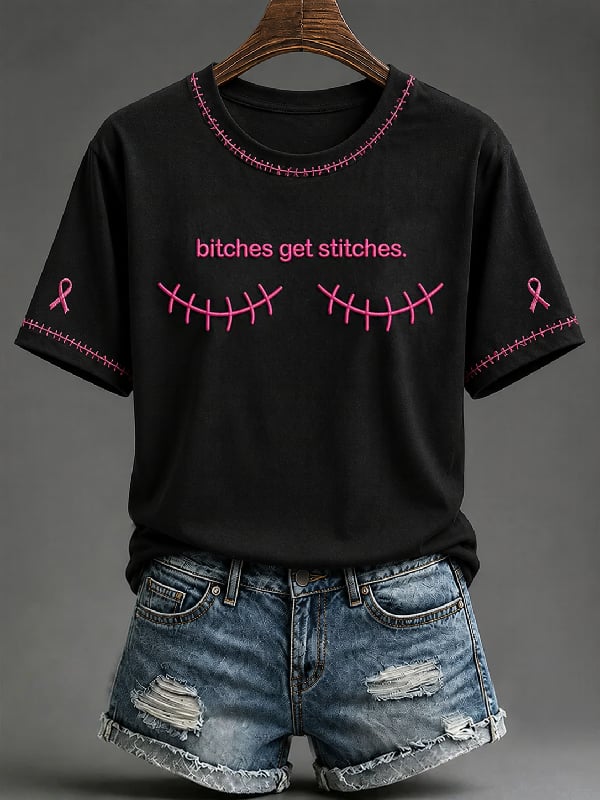Damen Brustkrebs-Bewusstsein Print Top