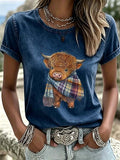 Damen-T-Shirt mit Western-Cartoon-Animation-Print