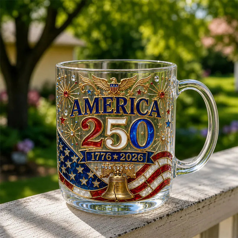Amerika 250 Freiheitsglocke Adler Patriotische Glastasse