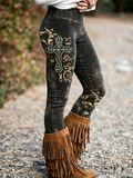 Bedruckte Damen-Leggings im Western-Stil