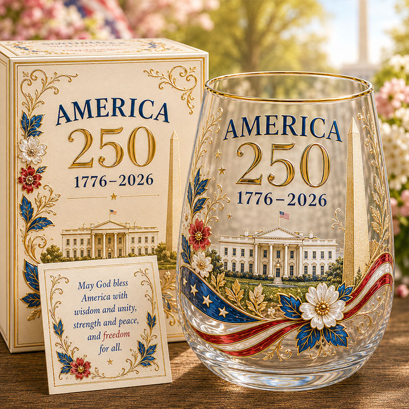 America 250th Anniversary Glass Cup Gift