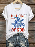 Women's Beach Vacation And Leisure  Sea Turtle I Will Sing Of The Goodness Of God  Faith Printed T-Shirt