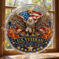 U.S. Veteran Eagle Acrylic Puzzle Hanging Ornament – Patriotic Window Suncatcher with American Flag, Honor Service Sacrifice Decor