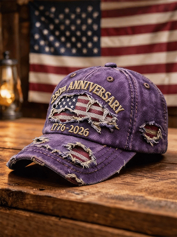 Casquette de baseball vintage en jean vieilli drapeau 250e anniversaire des États-Unis