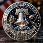 Pièce commémorative aérospatiale du 250e anniversaire de l'Amérique | Médaille de collection Cloche de la Liberté et Exploration spatiale 1776–2026