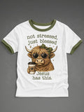 Women's 'not stressed,just blessed Jesus has this.' Printed Casual T-Shirt