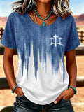 Damen T-Shirt mit Western-Glaubensdruck, Freizeit