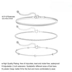 Silver Layered Waterproof Anklet Set for Women