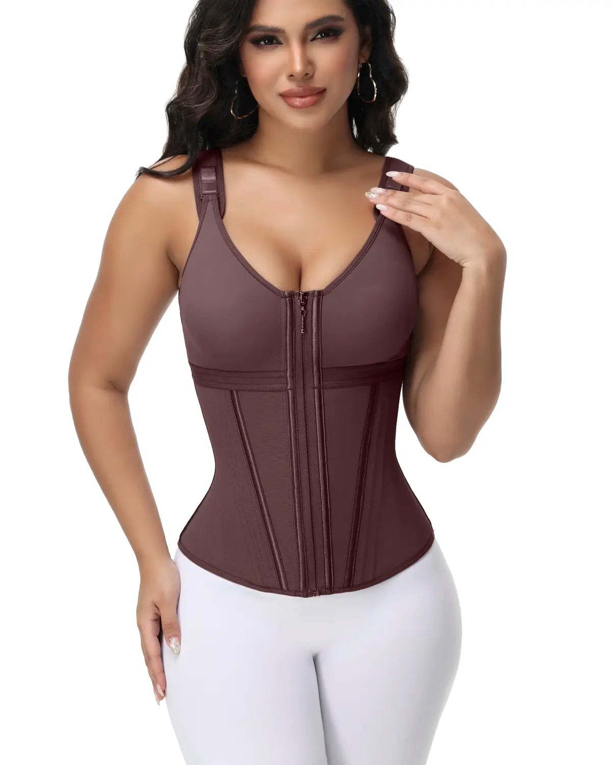 Corset serre-taille zippé avec soutien-gorge intégré
