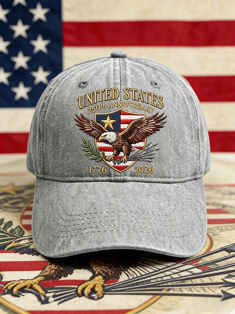 Casquette de baseball en jean délavé avec l'emblème de l'aigle chauve du 250e anniversaire des États-Unis