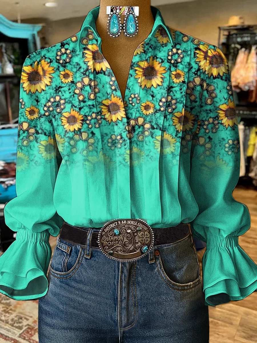 Retro Casual Damen Westernmuster Hemd