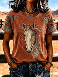 Damen-T-Shirt im Retro-Western-Stil mit Aufdruck