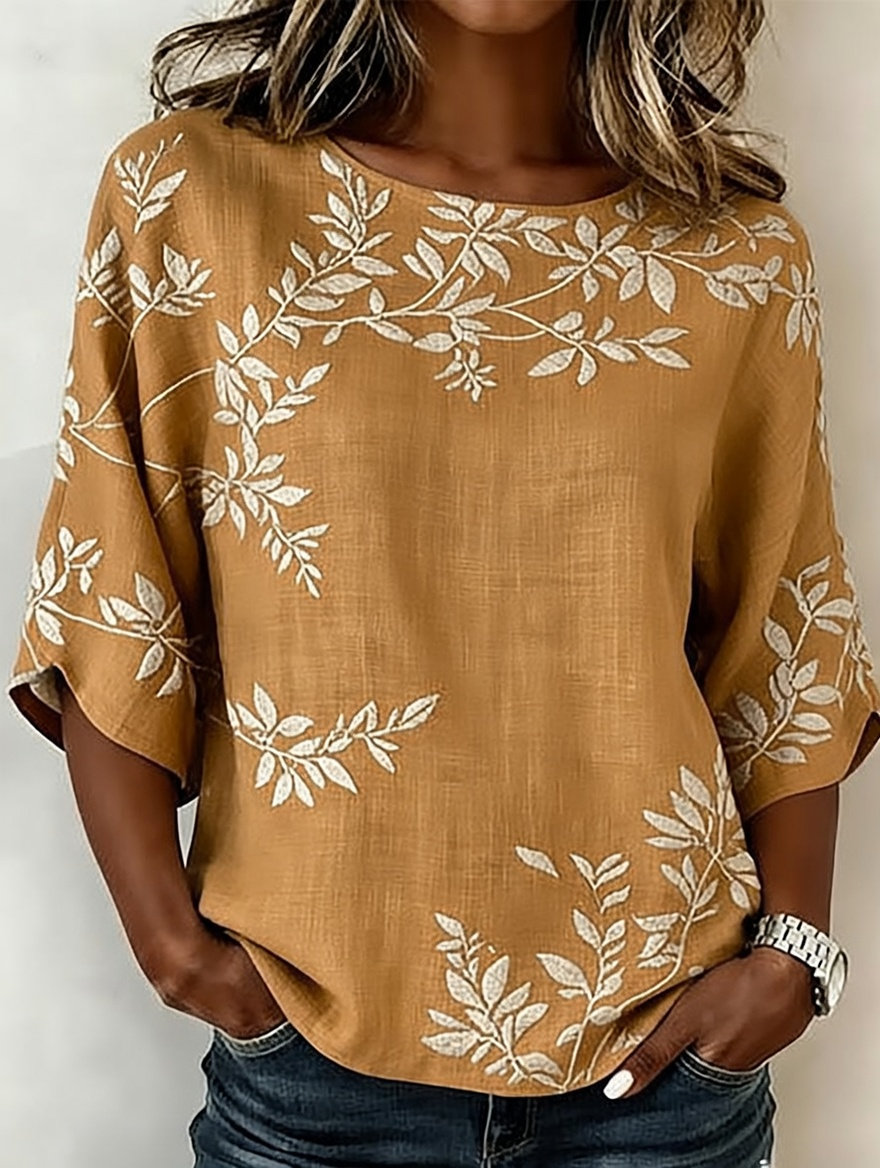 Women's Linen-Cotton Printed Tops
