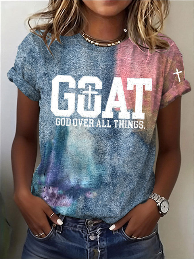 Damen-T-Shirt mit Glaubens-Print, leger