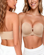 Women's Strapless Bra with Dual Front Buckle | Anti-Slip Wireless Full Support Bra