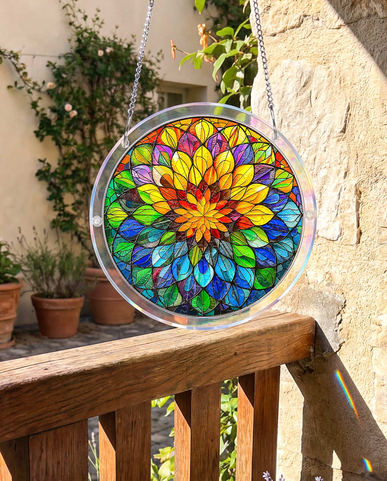 Acrylic Jigsaw Puzzle Suncatcher - Spectrum Bloom Mandala