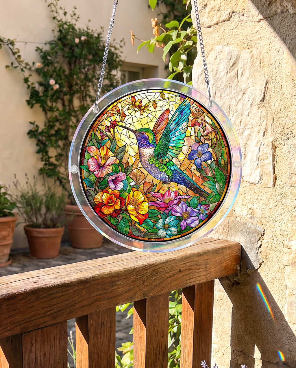Acrylic Jigsaw Puzzle Suncatcher - Hummingbird Bloom