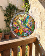 Acrylic Jigsaw Puzzle Suncatcher - Hummingbird Bloom